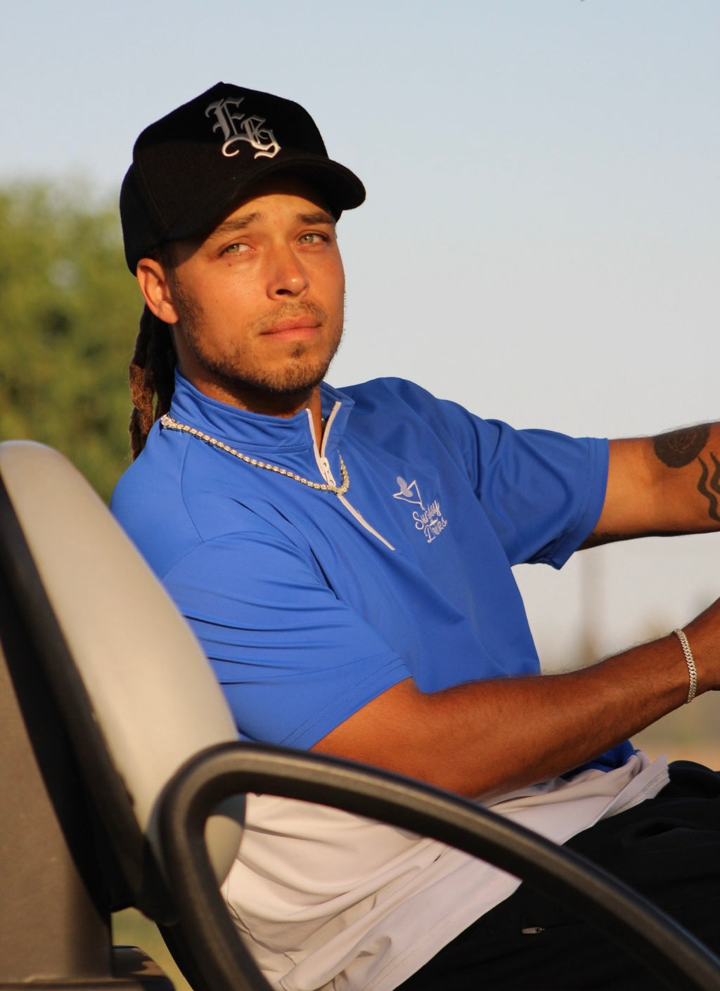 Blue & White quarter-zip