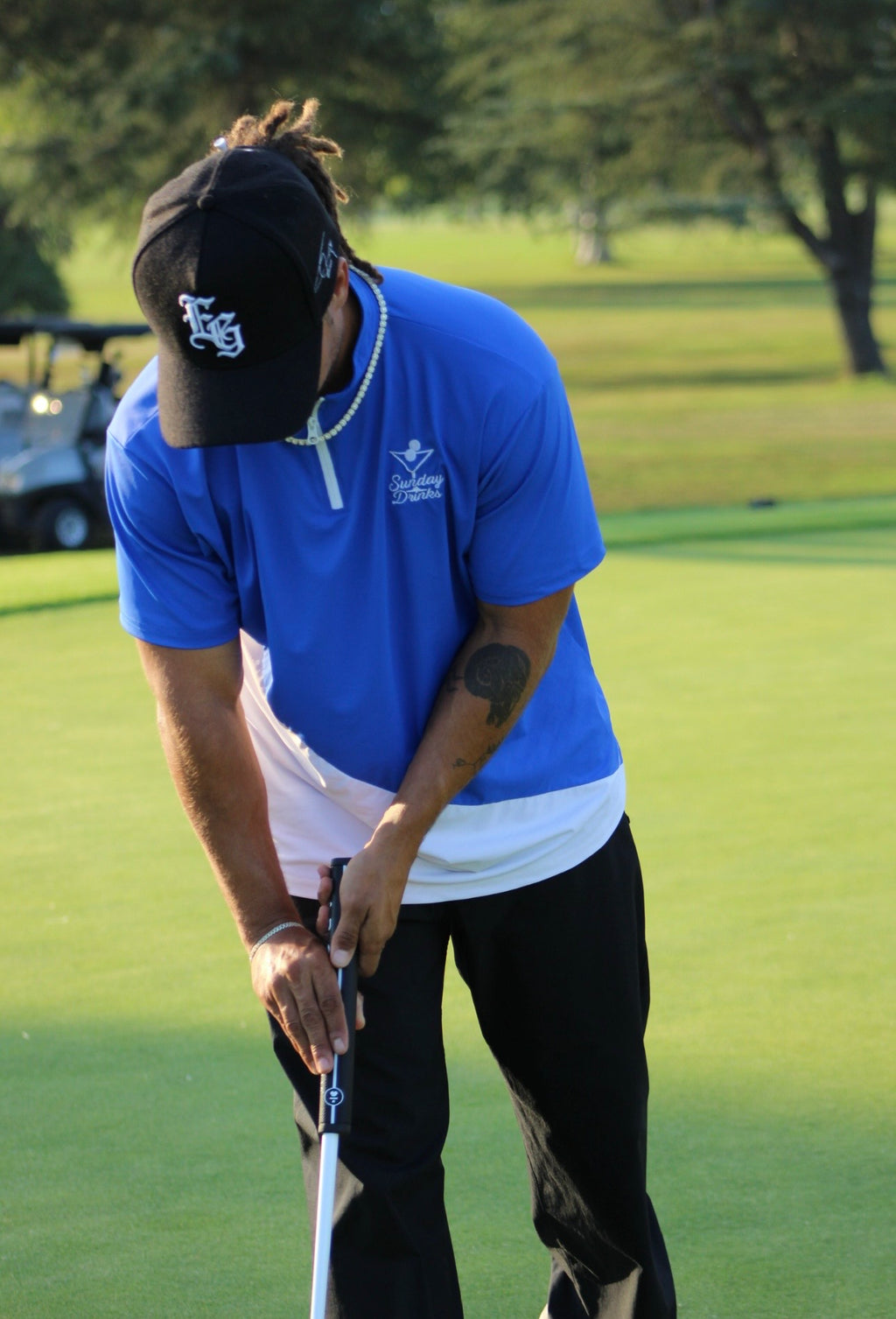 Blue & White quarter-zip