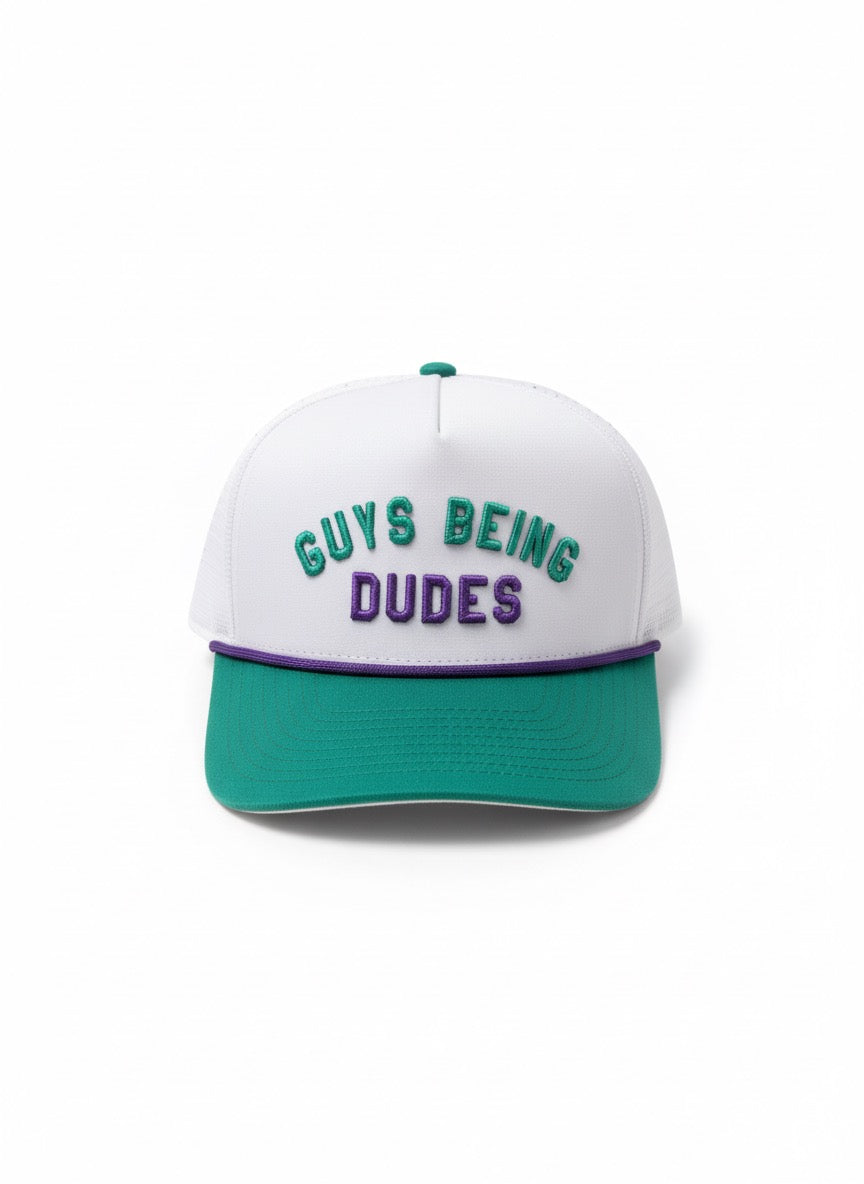 Guys Being Dudes – White & Green Golf Hat by Sunday Drinks