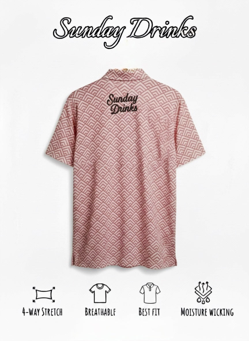 Sunday Sunset – Sunset-Inspired Pattern Golf Polo by Sunday Drinks, Premium Breathable Performance Shirt for Men, Stylish Summer Sportswear for Golf and Lifestyle