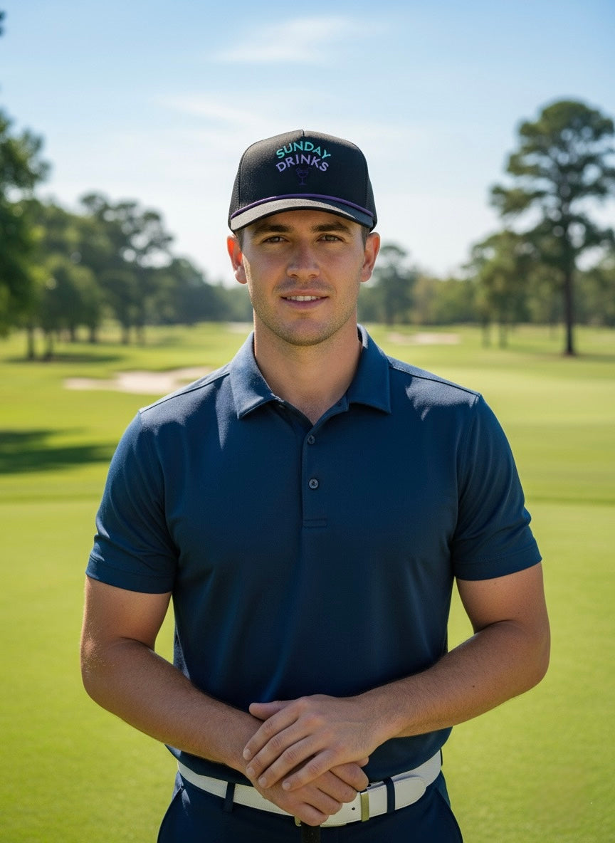 Sunday Nightcap – Classic Navy Blue Golf Hat by Sunday Drinks, Adjustable Unisex Sports Cap for Golf, Outdoor Lifestyle