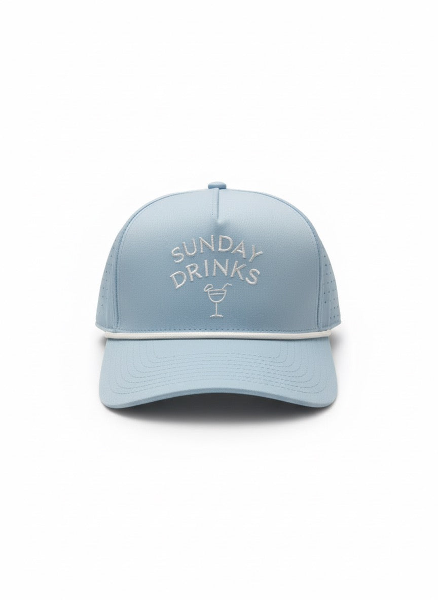⁠Sunday Skies – Light Blue Golf Cap by Sunday Drinks, Adjustable Unisex Hat for Golf, Sports, Outdoor Summer Protection