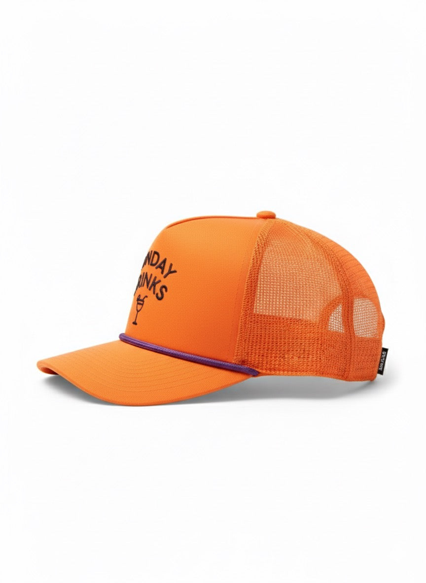 Orange Slice – Bright Orange Sunday Drinks Golf Cap, Adjustable Unisex Sports Hat for Golfing, Outdoor Summer Lifestyle