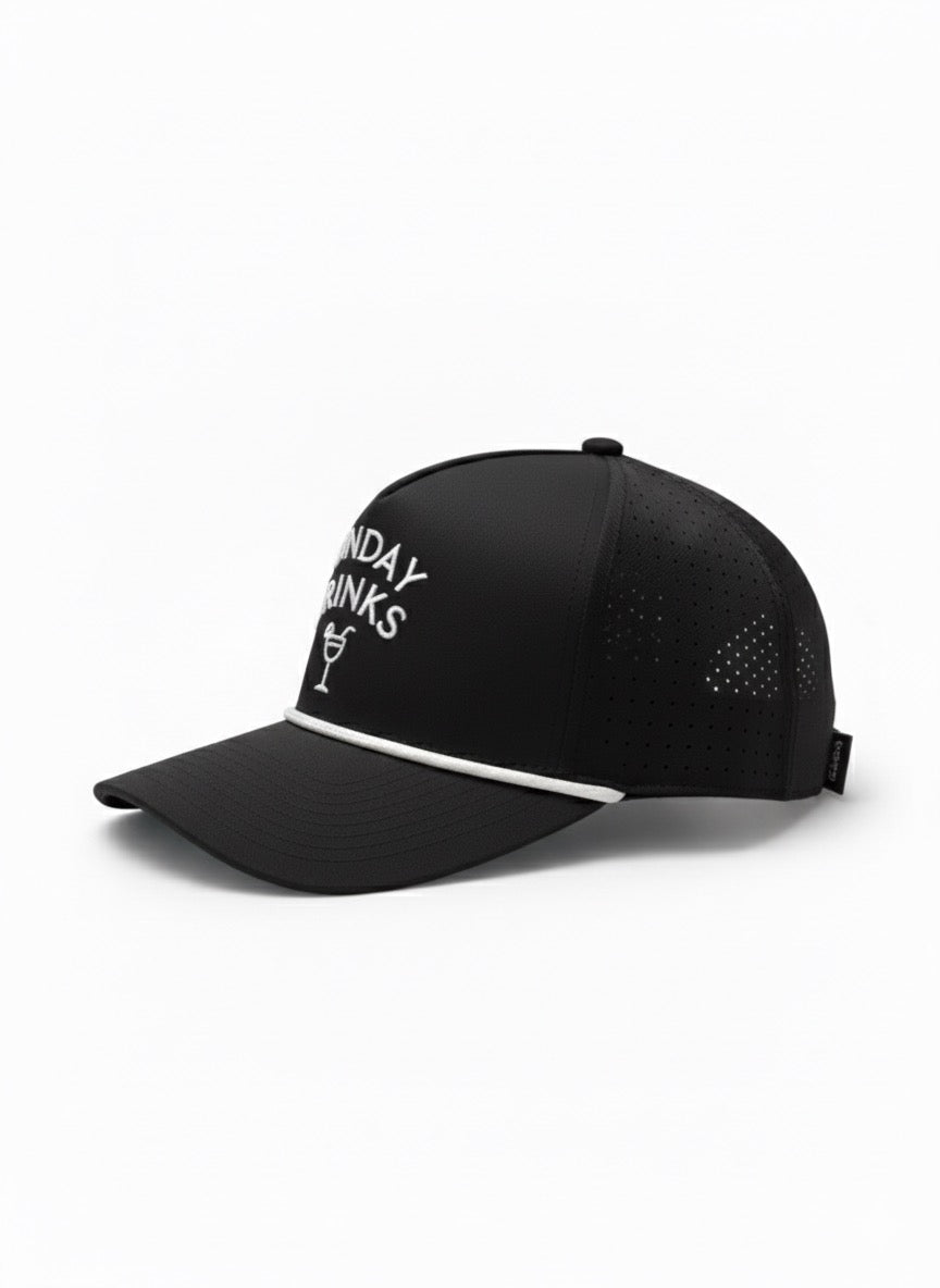 ⁠Sunday Black Out – Signature Sunday Drinks Black Golf Cap, Adjustable Unisex Sports Hat for Outdoor Golfing & Lifestyle