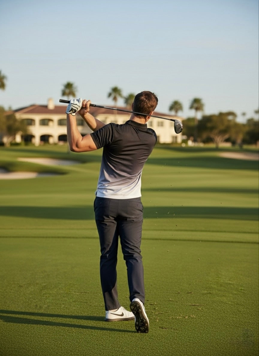 Sunday Fade – Black to White Gradient Golf Polo by Sunday Drinks, Stylish Moisture-Wicking Performance Shirt for Men, Perfect for Golf and Outdoor Sports