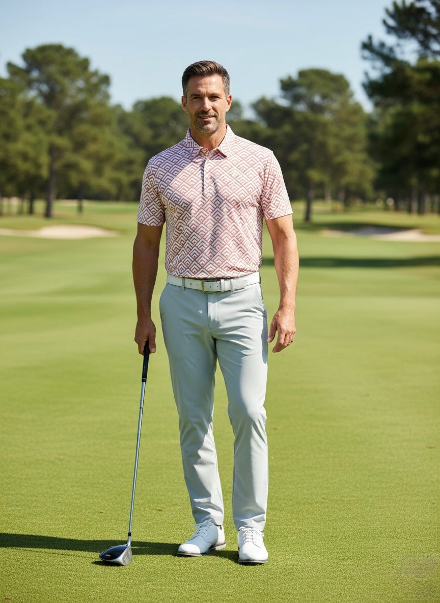 Sunday Sunset – Sunset-Inspired Pattern Golf Polo by Sunday Drinks, Premium Breathable Performance Shirt for Men, Stylish Summer Sportswear for Golf and Lifestyle