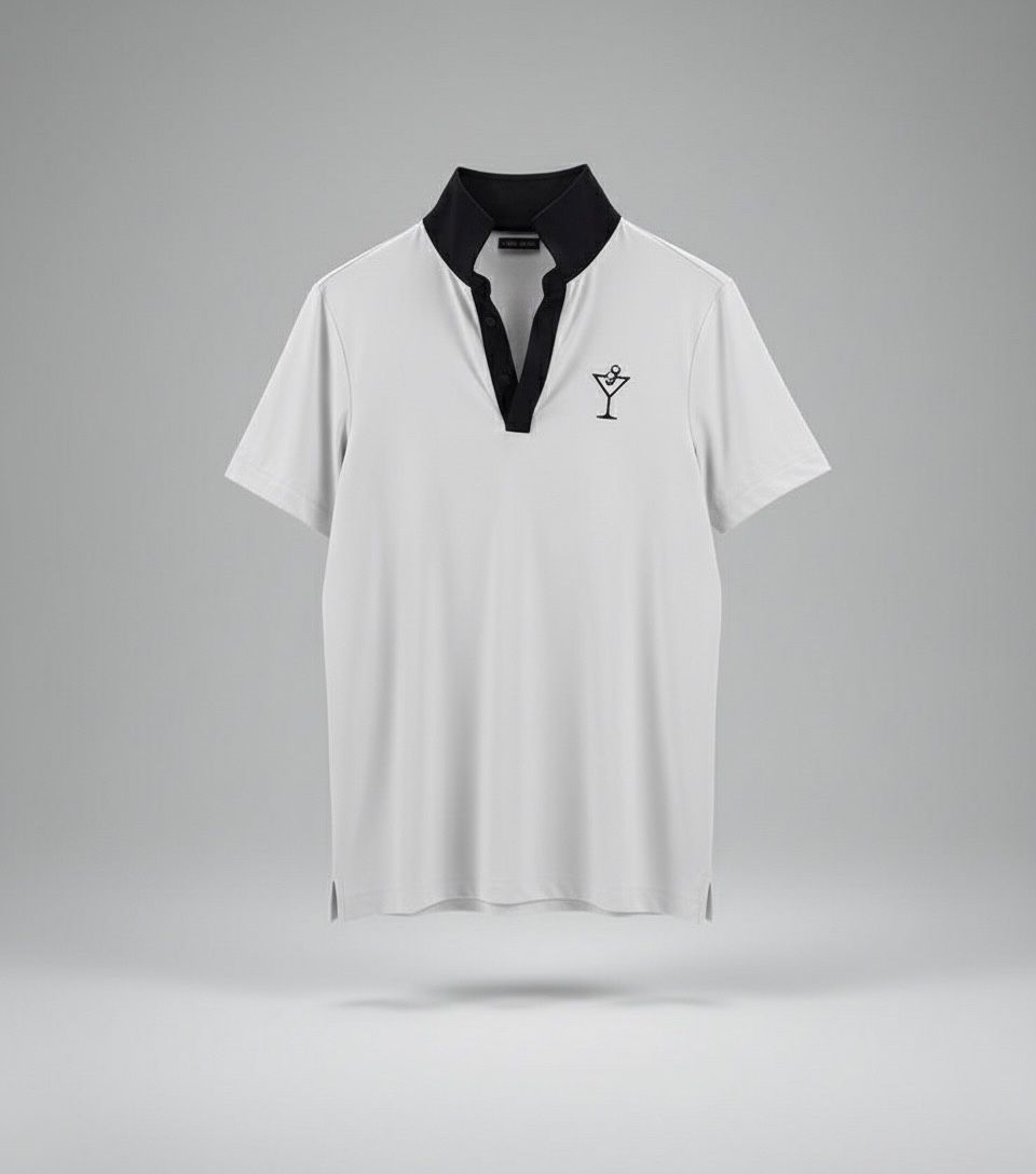 Sunday Martini – Grey & Black Signature Polo by Sunday Drinks Performance Golf Shirt for Men